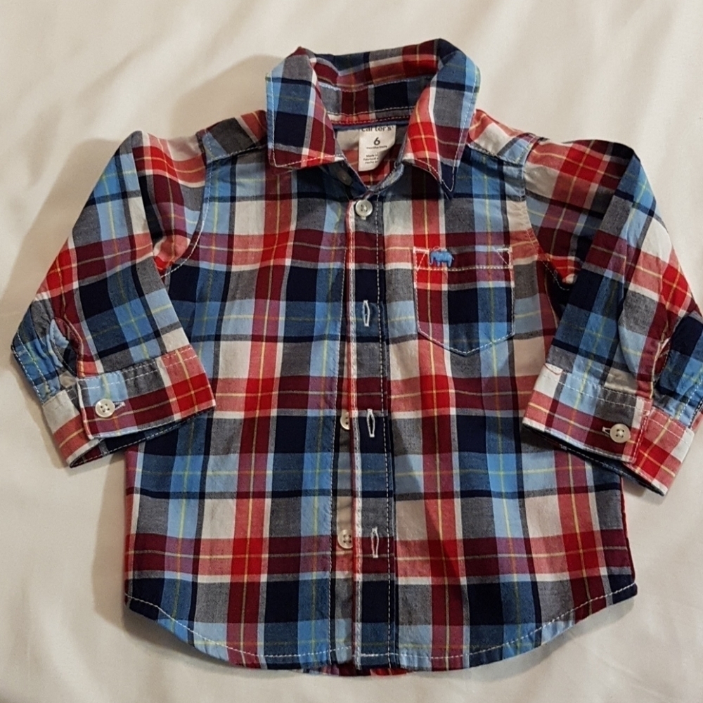 Carter's boys 6 month button up plaid shirt